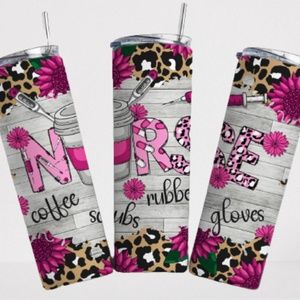 Nurse,Coffee Scrubs, and Rubber,Gloves 20oz Straight Tumbler with Straw Included